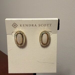 Kendra Scott Cream Druzy Elisa Oval Stud Earrings - Gold